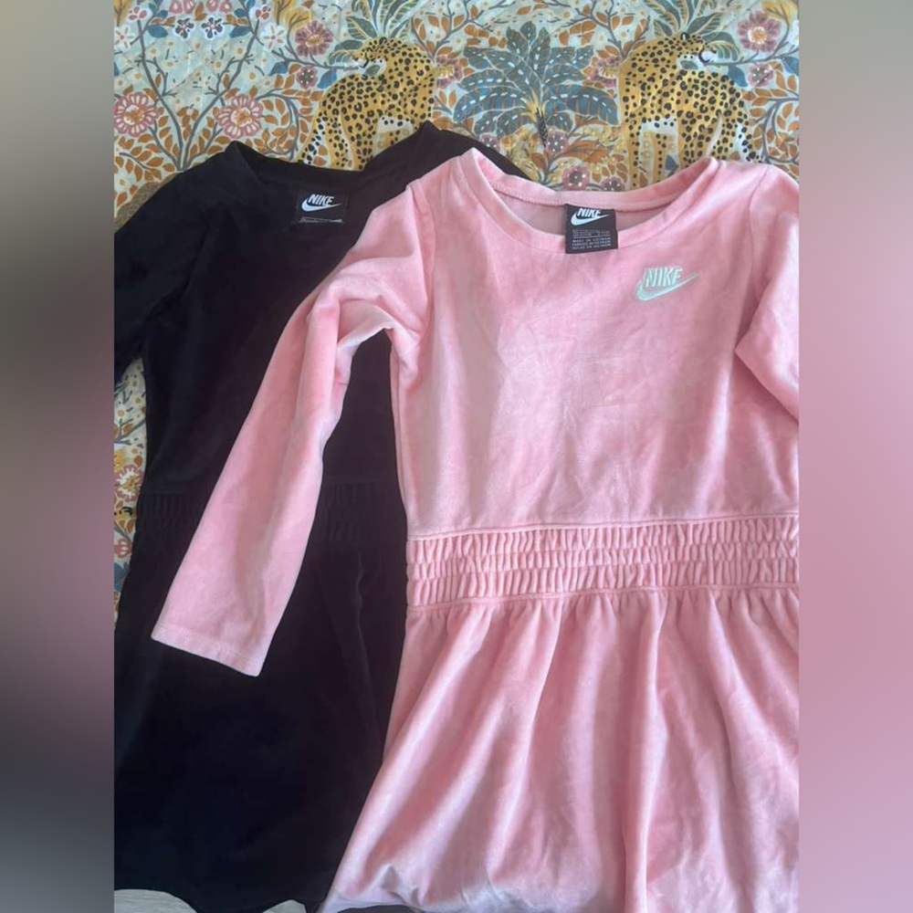 Nike Girls Pink and Black Velour Long Sleeve Dresses Size 6X Bundle